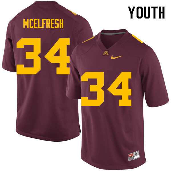 Youth #34 Logan McElfresh Minnesota Golden Gophers College Football Jerseys Sale-Maroon - Click Image to Close